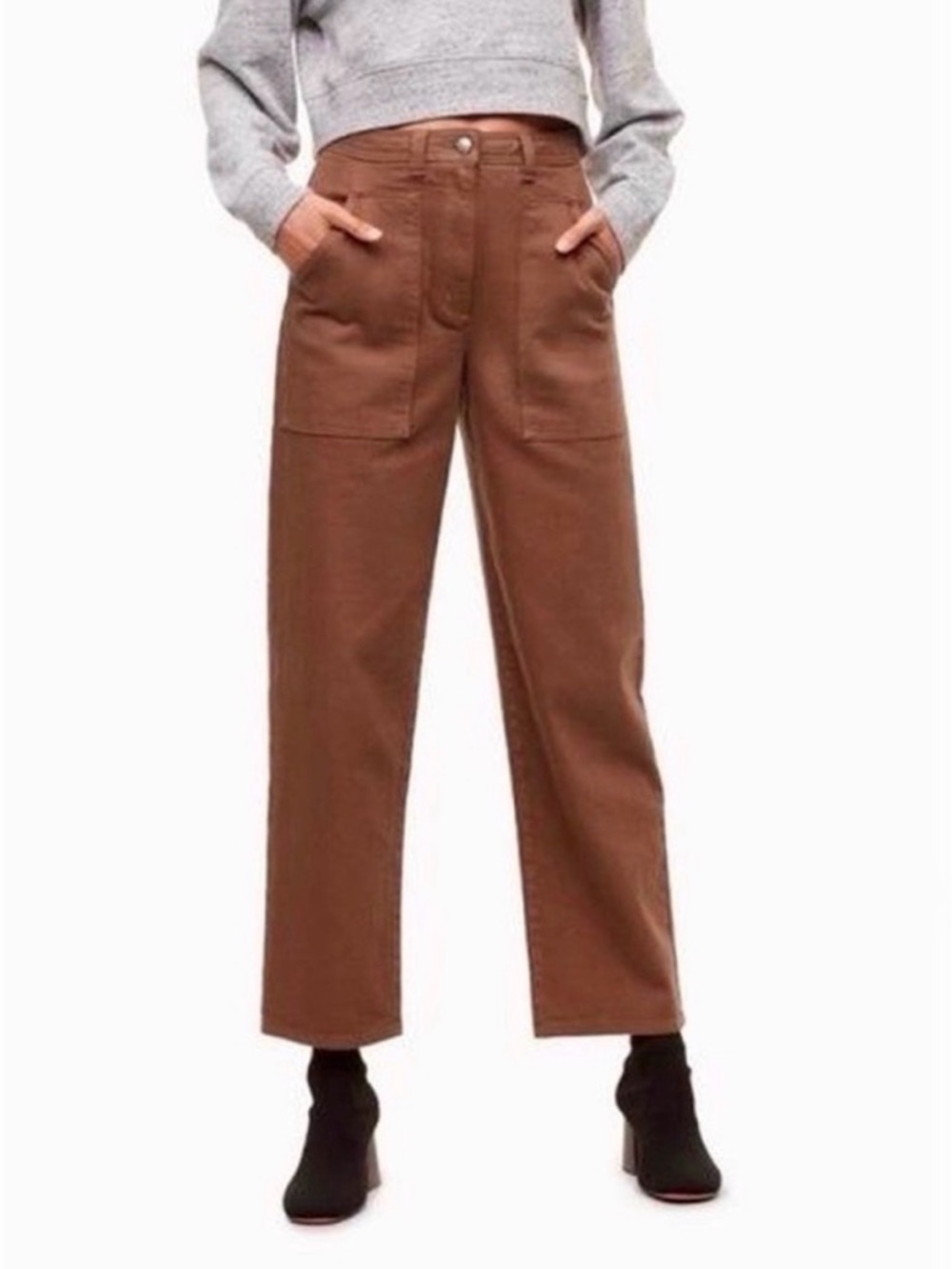 Aritzia Wilfred Free Size 2 Wide-Leg Utility Pants in Brown